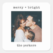 Minimalistische Schreibmaschine | Frohe Weihnachte Quadratischer Aufkleber (Vorderseite)