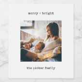 Minimalistische Schreibmaschine | Frohe Weihnachte Weinetikett (Einzelnes Label)