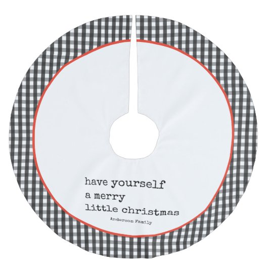 Minimalistische Schreibmaschine Kariert Merry Litt Polyester Weihnachtsbaumdecke (Vorderseite)