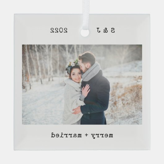 Minimalistische Schreibmaschine | Leichtes und Ver Ornament Aus Glas (Rückseite)