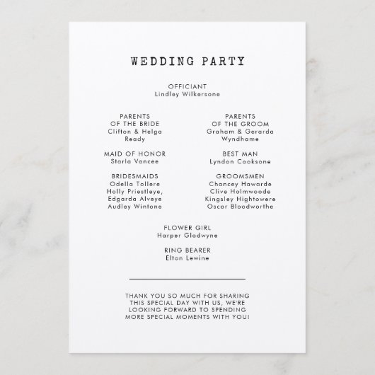 Minimalistische Schreibmaschine Programm (Rückseite)