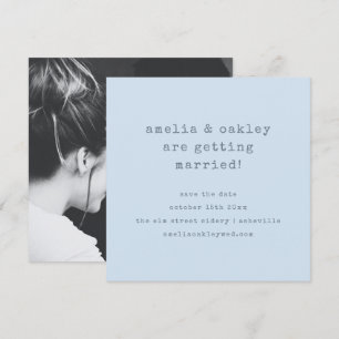 Minimalistische Schreibmaschine Retro Blau Hochzei Save The Date