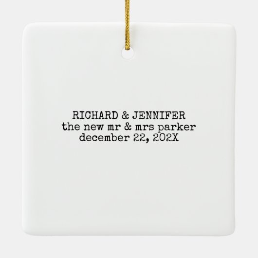 Minimalistische Schreibmaschine | Trendy Newlywed  Keramikornament (Rückseite)