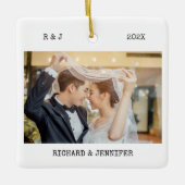 Minimalistische Schreibmaschine | Trendy Newlywed Keramikornament (Vorderseite)