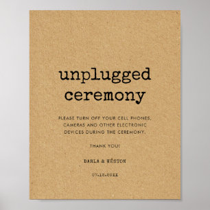 Minimalistische Schreibmaschine Unplugged Hochzeit Poster