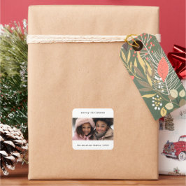 Minimalistische Schreibmaschine Weihnachts-Foto-St Quadratischer Aufkleber