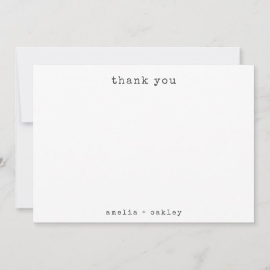 Minimalistische Schreibmaschine White Custom Weddi Dankeskarte (Vorderseite)