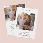 Minimalistische Schreibmaschine | Zwei Fotos Einfa Save The Date<br><div class="desc">Diese einfache und minimalistische Hochzeit speichern die Dattelkarten mit zwei Ihrer bevorzugten persönlichen Fotos,  zusammen mit Ihren Namen in schwarz Schreibmaschine Look Text. Die Rückseite der Karte bietet auch Platz für eine persönliche Nachricht mit zusätzlichen Hochzeitsdetails.</div>