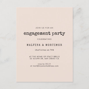 Minimalistische Schreibmaschinen-Hochzeitseinladun Postkarte