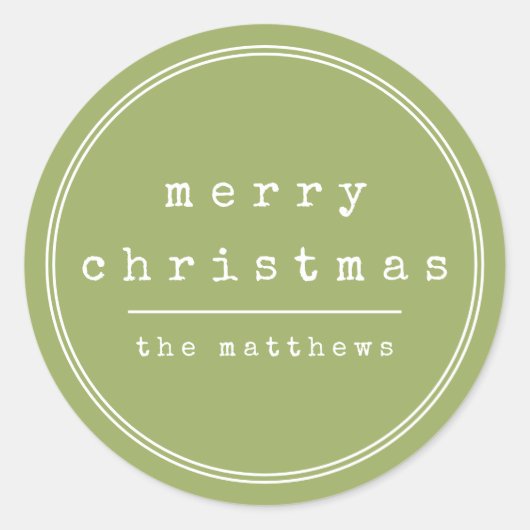 Minimalistische Schreibmaschinenfamilie Green Runder Aufkleber (Vorderseite)