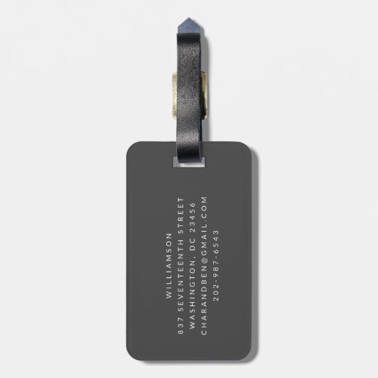 Minimalistische Schreibmaschinenschrift Typografy Gepäckanhänger (Rückseite vertikal)