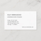 Minimalistische Schreibmaschinentypografie Schwarz Visitenkarte (Rückseite)