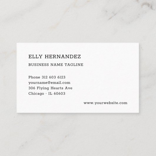 Minimalistische Schreibmaschinentypografie Schwarz Visitenkarte (Rückseite)