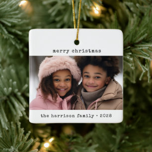 Minimalistische Schreibmaschinenweihnachtszeit Keramikornament