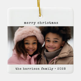 Minimalistische Schreibmaschinenweihnachtszeit Keramikornament