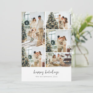Minimalistische Schrift 6 Familienfoto-Collage Glü Feiertagskarte