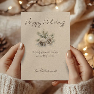 Minimalistische Schrift, Aquarellschneekegel Feiertagskarte