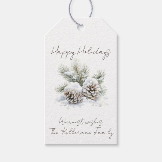 Minimalistische Schrift, Aquarellschneekegel Geschenkanhänger (Vorderseite)