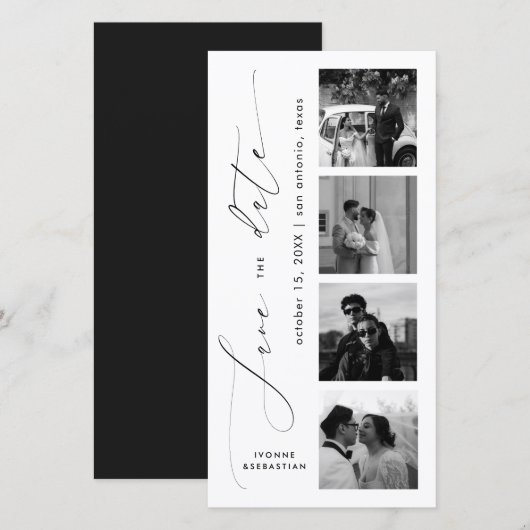 Minimalistische Schrift Foto-Lesezeichen Elegante  Save The Date (Vorne/Hinten)