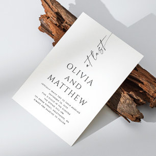 Minimalistische Schrift Hochzeit Foto + QR-Code- Einladung