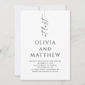 Minimalistische Schrift Hochzeit | Foto + QR-Code- Einladung (Vorderseite)