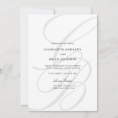 Minimalistische Schrift Monogramm QR-Code Hochzeit Einladung (Vorderseite)