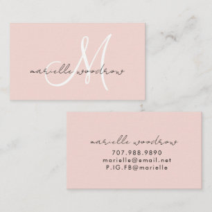 Minimalistische Schrift-Monogramm-Rosa-Einladungsk Visitenkarte