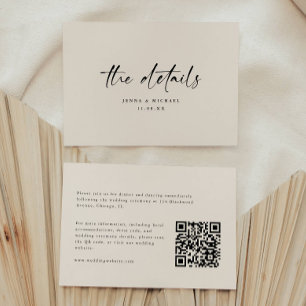 Minimalistische Schrift QR-Code Hochzeitsdetails Begleitkarte