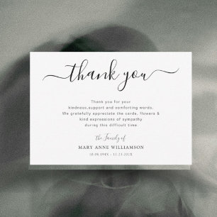 Minimalistische Schrift Trauer Danke Karte