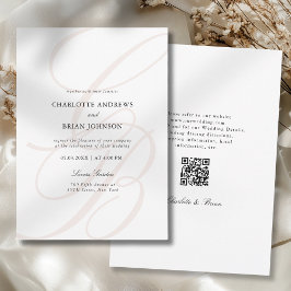 Minimalistische Schriftart Monogramm QR-Code Hochz Einladung