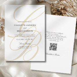 Minimalistische Schriftart Monogramm QR-Code Hochz Einladung