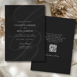 Minimalistische Schriftart Monogramm QR-Code Hochz Einladung