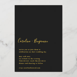 Minimalistische Schriftart Schwarze Moderne Hochze Folieneinladung