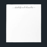 Minimalistische Schriftzeichen Personalisierte Paa Notizblock<br><div class="desc">Minimalistische Skriptbuchstaben Personalisierte Paare Notepad</div>
