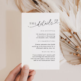 Minimalistische Schwarz-Detail-Karte mit Herz Begleitkarte