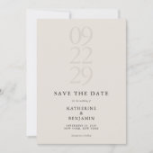 Minimalistische Schwarz-Elfenbeinhochzeit Save The Date (Vorderseite)