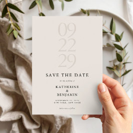 Minimalistische Schwarz-Elfenbeinhochzeit Save The Date