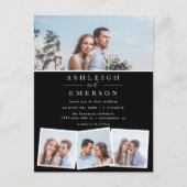 Minimalistische Schwarz-Foto-Collage Hochzeit Einladungspostkarte (Vorderseite)
