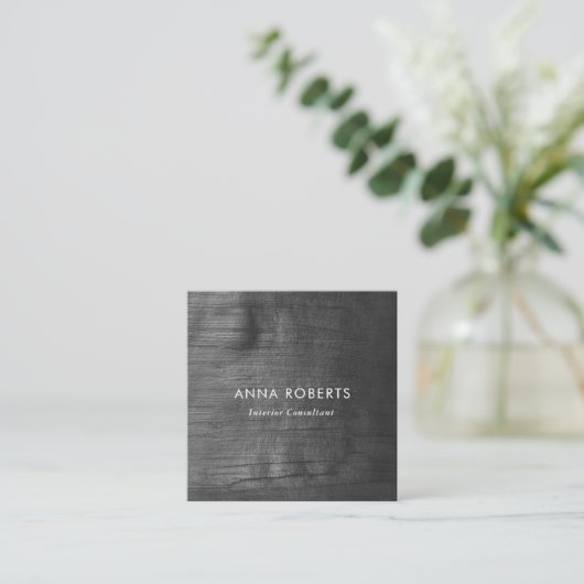 Minimalistische, schwarz gestrichene Quadrat-Visit Quadratische Visitenkarte (Stehend Vorderseite)