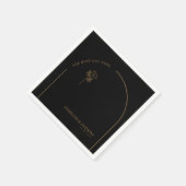 Minimalistische Schwarz-Gold-Arch-Wildblume Serviette (Ecke)
