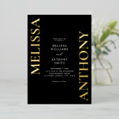Minimalistische Schwarz-Gold-Hochzeit Folieneinladung (Stehend vorne)