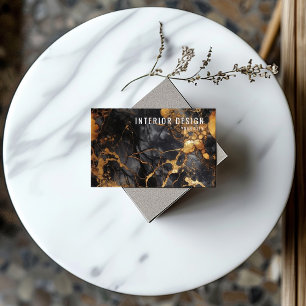 Minimalistische Schwarz-Gold-Marmor Visitenkarte