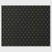 Minimalistische Schwarz-Gold-Monogramm Geschenkpapier (Flach)