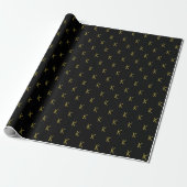 Minimalistische Schwarz-Gold-Monogramm Geschenkpapier (Ungerollt)