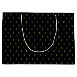 Minimalistische Schwarz-Gold-Monogramm Große Geschenktüte