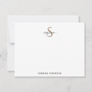 Minimalistische Schwarz-Gold-Monogramm-Note-Karte Mitteilungskarte