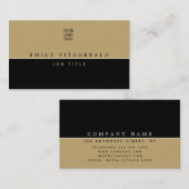 Minimalistische Schwarz/Gold Typografie/Ihr Logo Visitenkarte (Vorne/Hinten)