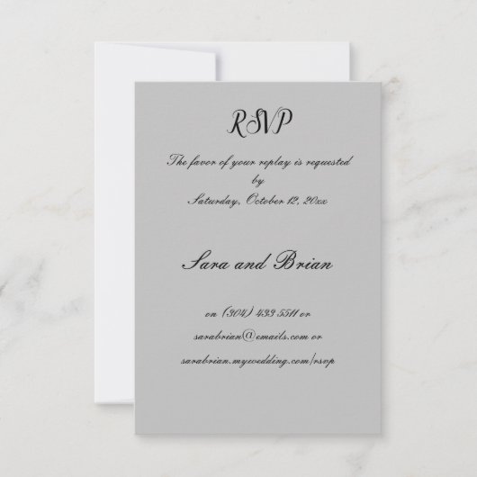 Minimalistische Schwarz-Grau-Antwort-Karte RSVP Karte (Vorderseite)