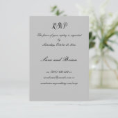 Minimalistische Schwarz-Grau-Antwort-Karte RSVP Karte (Stehend Vorderseite)