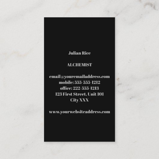 Minimalistische schwarz-graue Visitenkarte (Rückseite)
